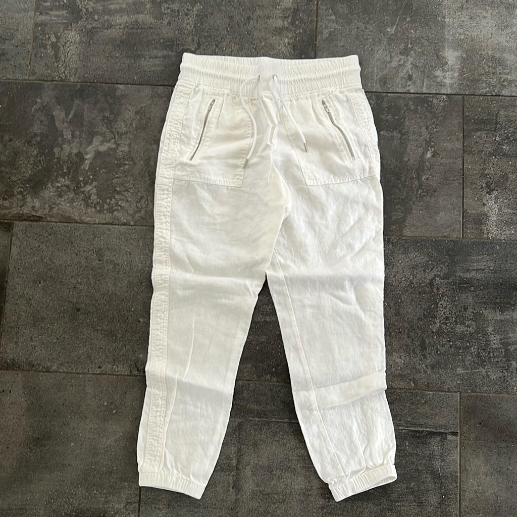 Women’s White Linen Joggers